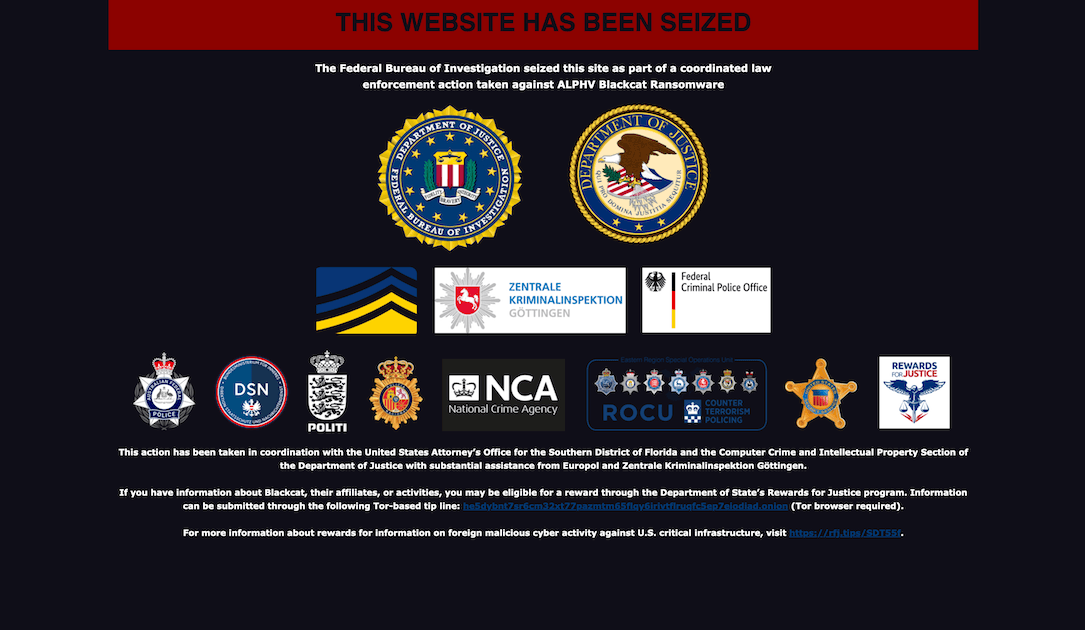 FBI, AlphV fidye yazılımı grubunun web sitesini yayından kaldırdı post image