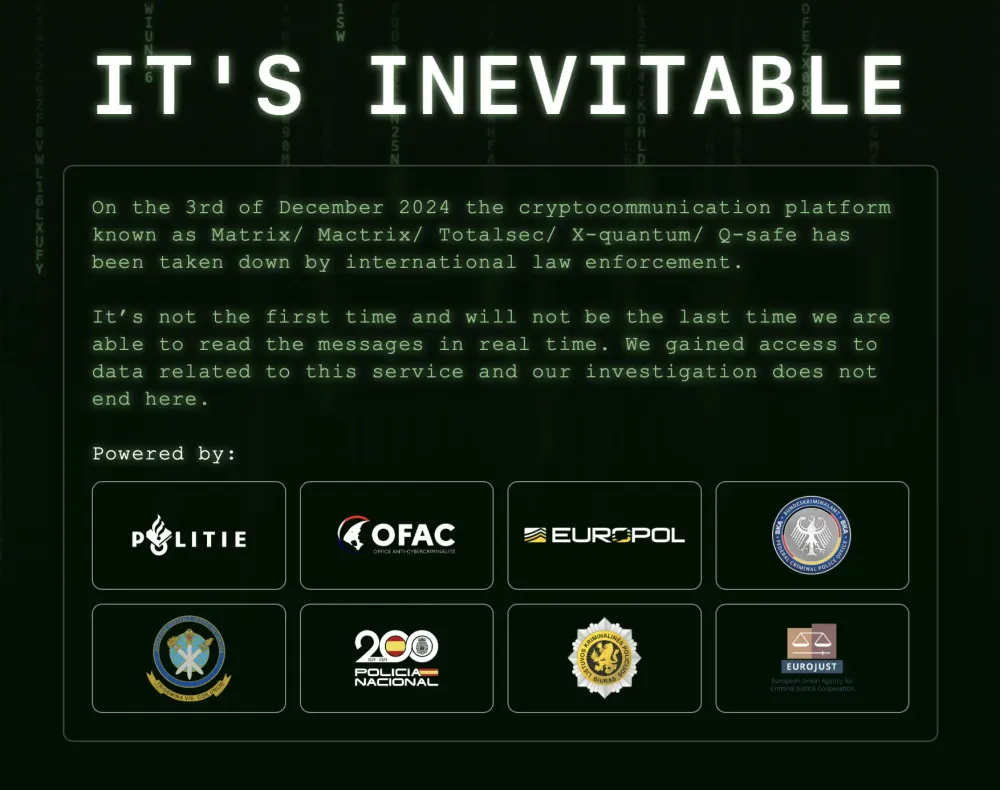 Suçlular tarafından kullanılan şifreli mesajlaşma servisi MATRIX kapatıldı post image